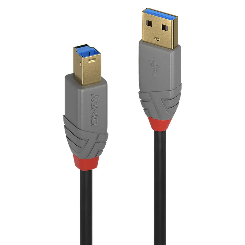 Lindy 5m USB 3.2 Type A to B Cable, 5Gbps, Anthra Line