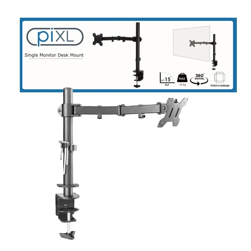 piXL Desk-Mounted Fully-Adjustable Single Monitor Arm for Screens up to 32