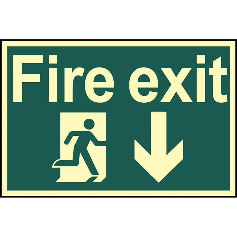 Scan Fire Exit Running Man Arrow Down Sign