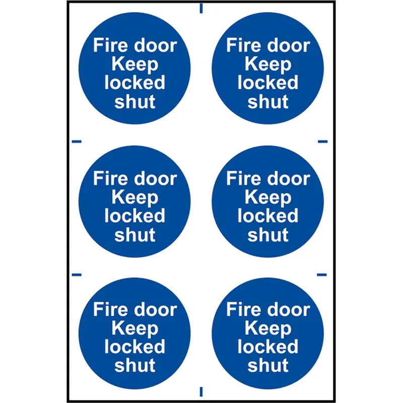 Scan Fire Door Keep Locked Shut Sign Pack of 6