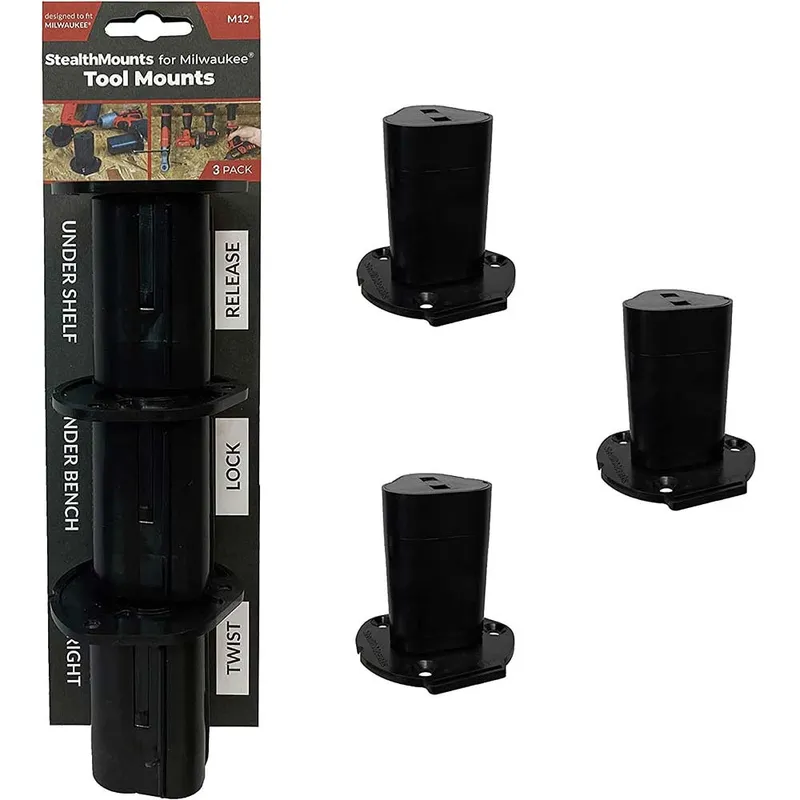 Stealth Mounts 3 Pack Tool Mounts for Milwaukee 12v M12 Tools