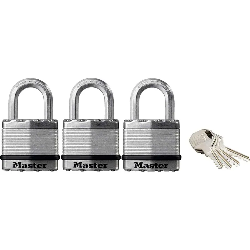 Masterlock Excell Laminated Steel Padlock Pack of 3 Keyed Alike