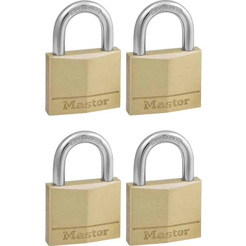 Masterlock Solid Brass Padlock Pack of 4 Keyed Alike