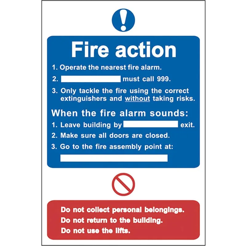 Scan Fire Action Procedure PVC Sign