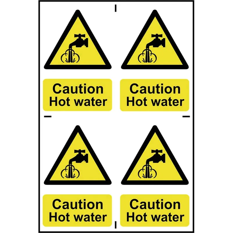 Scan Caution Hot Water Sign Pack of 4