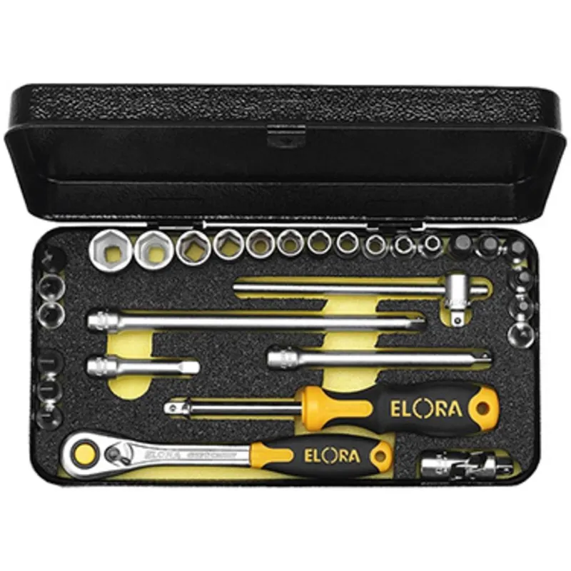 Elora 31 Piece 1/4" Drive Hex Socket and Screwdriver Bit Set Metric