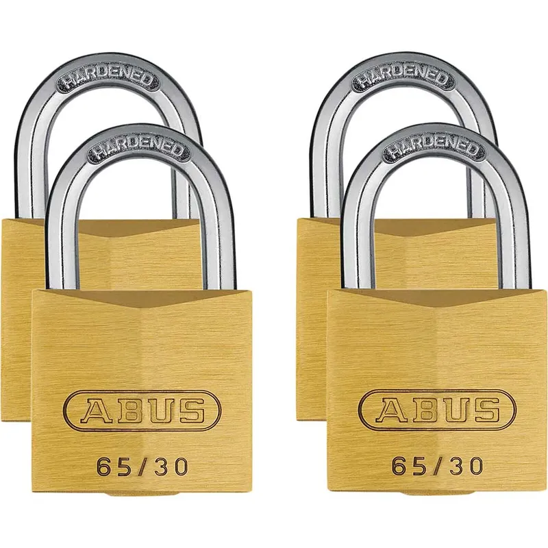 Abus 65 Series Brass Padlock Pack of 4 Keyed Alike