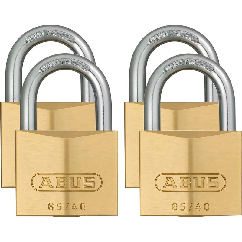 Abus 65 Series Compact Brass Padlock Pack of 4 Keyed Alike