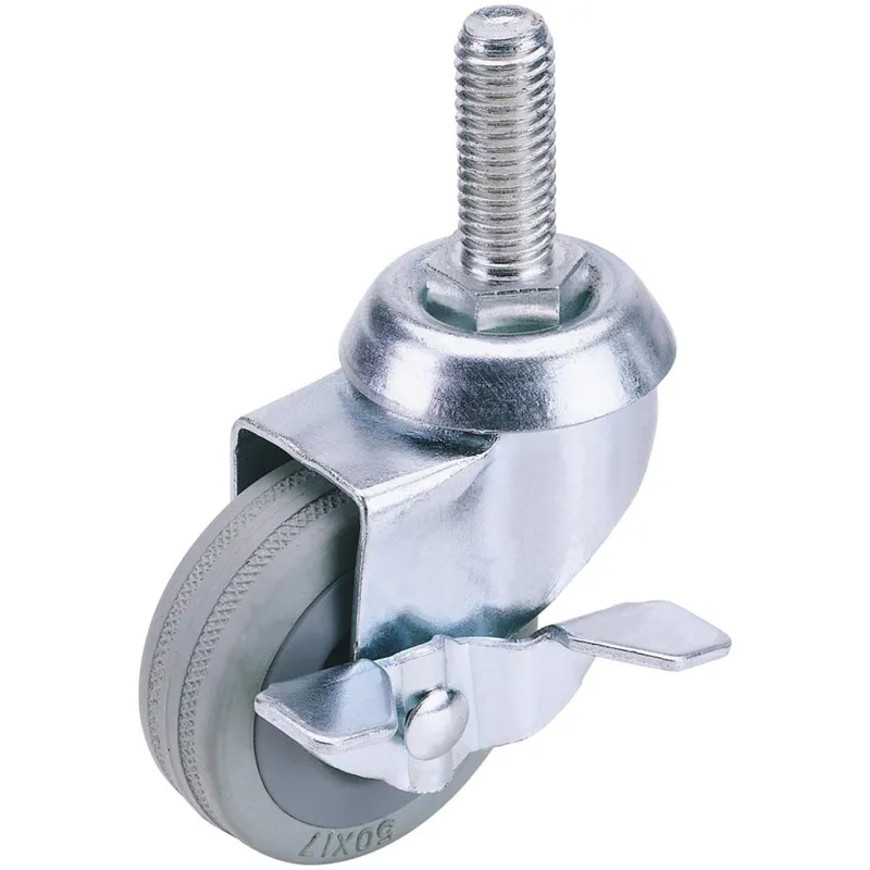 Draper Swivel Bolt Fixing Rubber Wheeled Castor and Brake