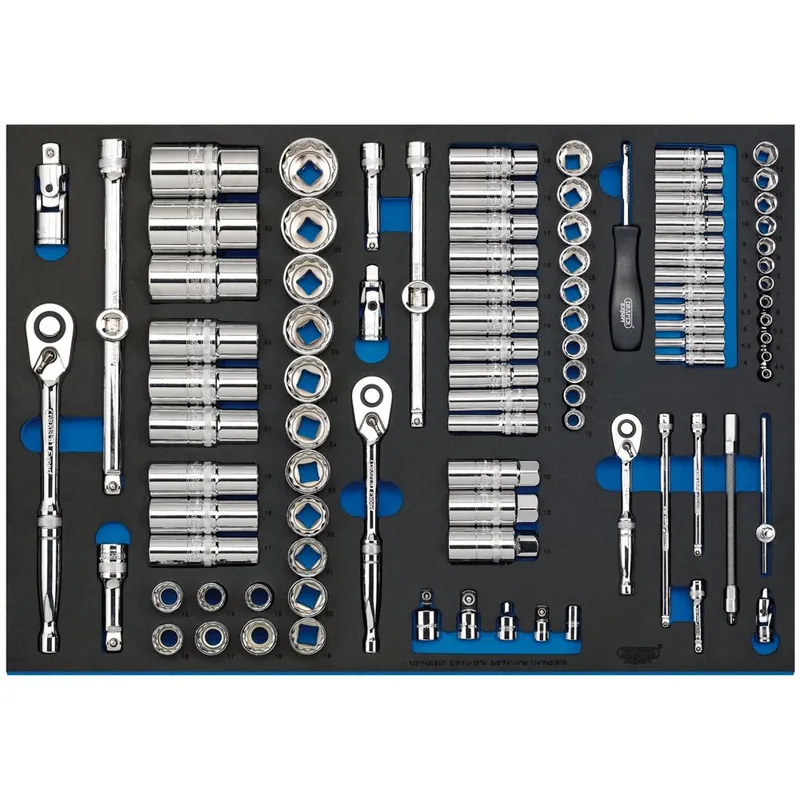Draper 96 Piece 1/4" 3/8" 1/2" Drive Socket Set In Eva Insert Tray