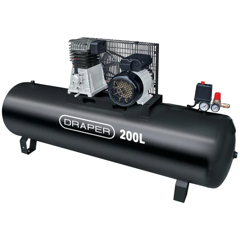 Draper DA200/369S Stationary Belt Driven Air Compressor 200 Litre