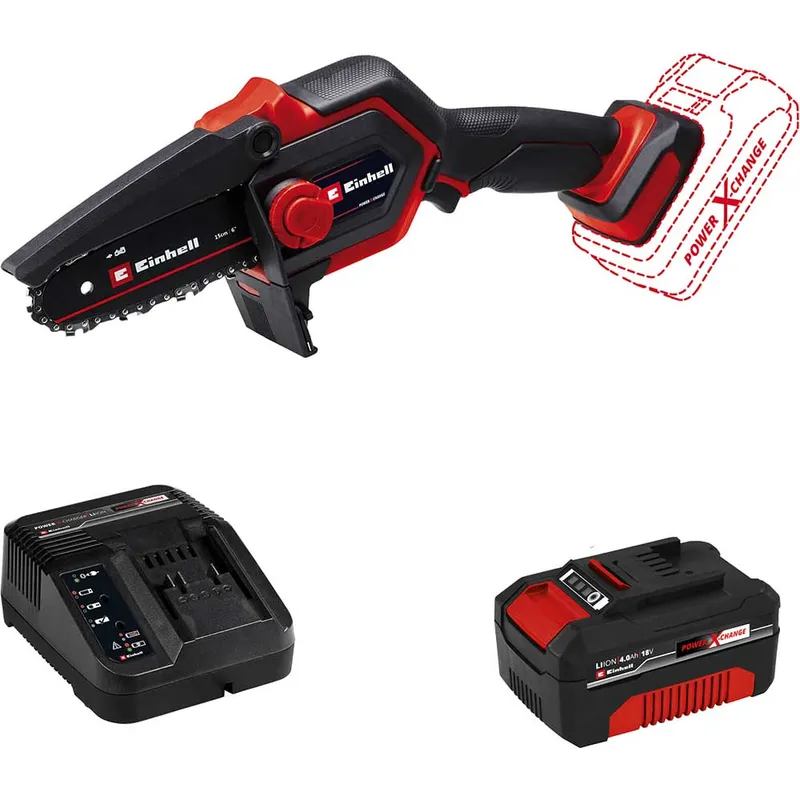 Einhell GE-PS 18/15 Li BL 18v Cordless Mini Pruning Chainsaw 130mm