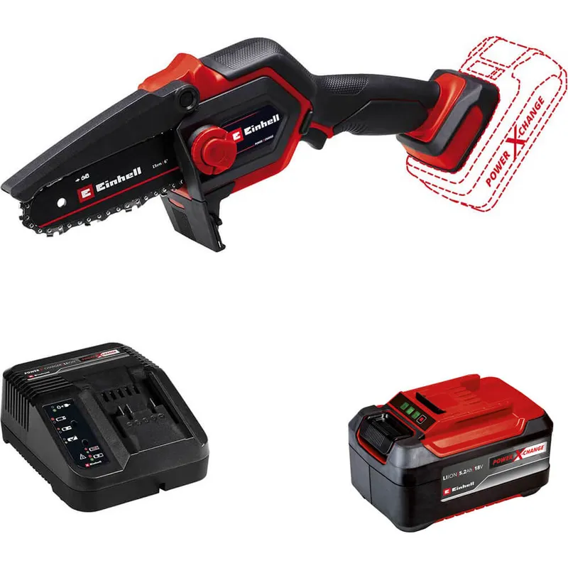 Einhell GE-PS 18/15 Li BL 18v Cordless Mini Pruning Chainsaw 130mm