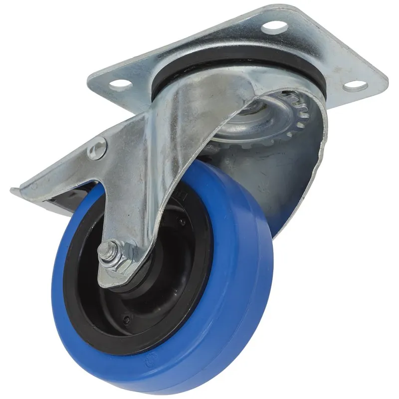 Sealey Swivel Plate Total Lock Castor Blue Elastic