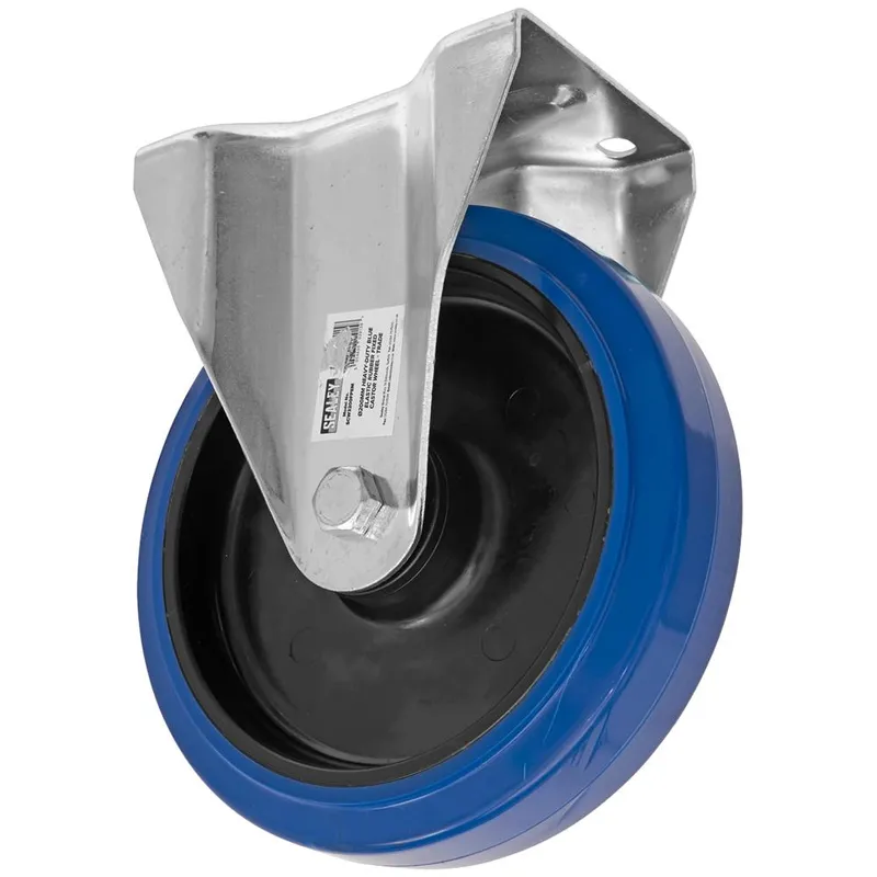 Sealey Heavy-Duty Blue Elastic Rubber Fixed Castor Wheel