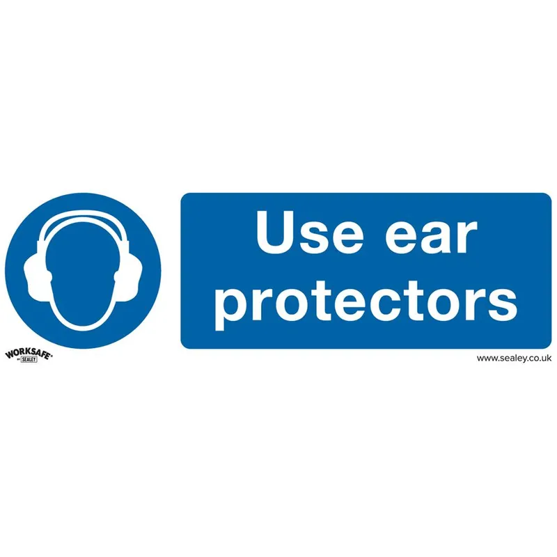 Sealey Self Adhesive Vinyl Use Ear Protectors Sign Pack of 10