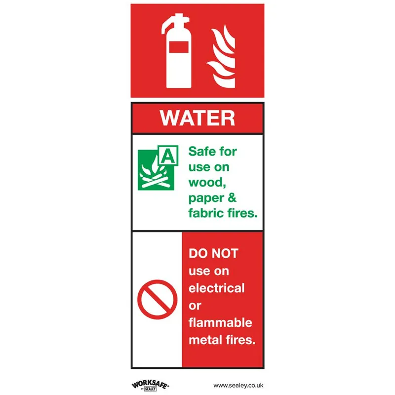 Sealey Self Adhesive Vinyl Water Fire Extinguisher Sign