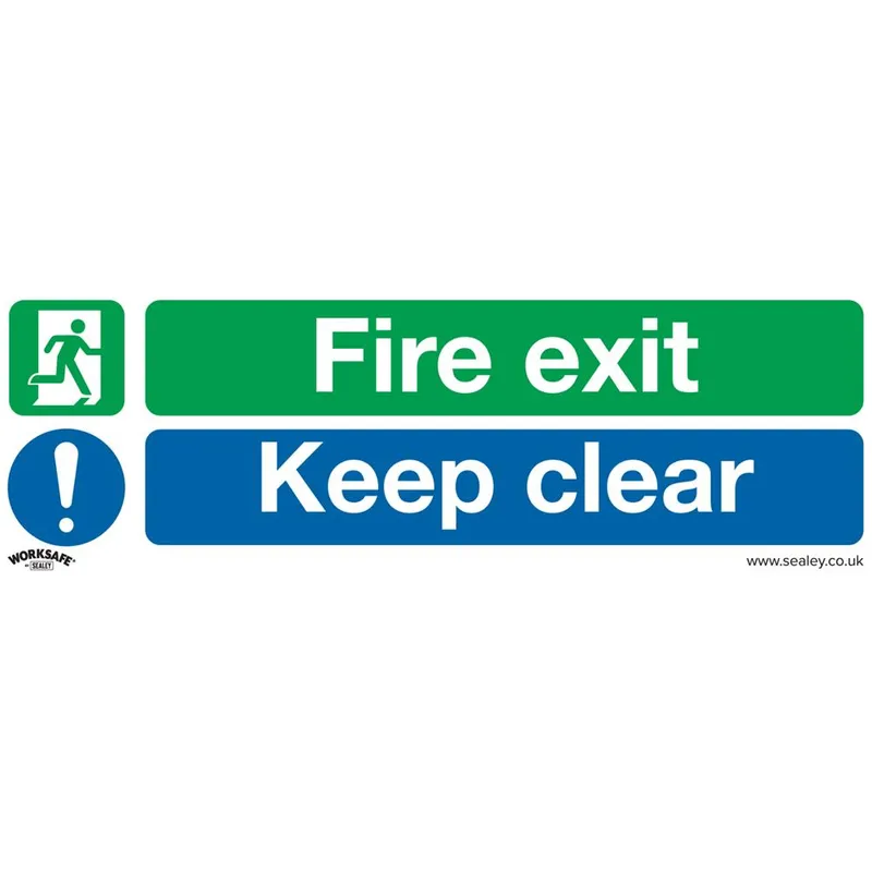 Sealey Rigid Plastic Fire Exit Keep Clear Large Sign