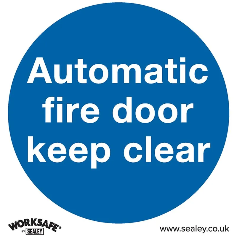 Sealey Rigid Plastic Automatic Fire Door Keep Clear Sign Pack of 10