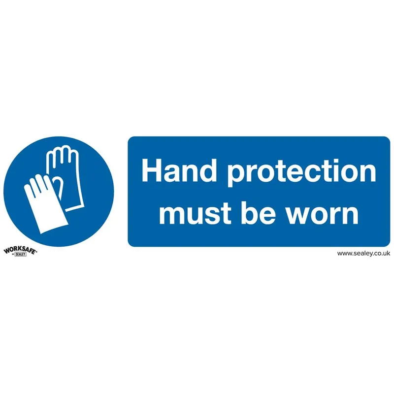 Sealey Self Adhesive Vinyl Hand Protection Must Be Worn Sign Pack of 10