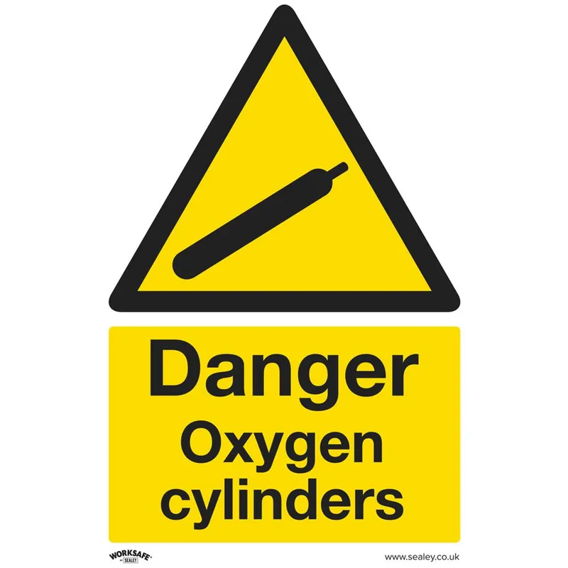 Sealey Self Adhesive Vinyl Danger Oxygen Cylinders Sign Pack of 10