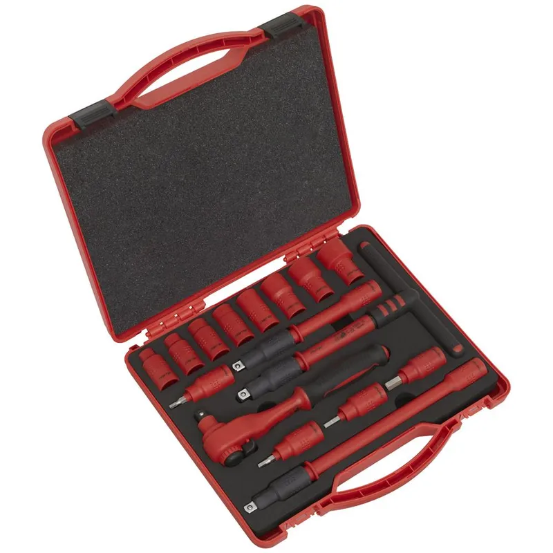 Sealey 16 Piece 3/8" Drive VDE Insulated Hexagon Socket Set Metric