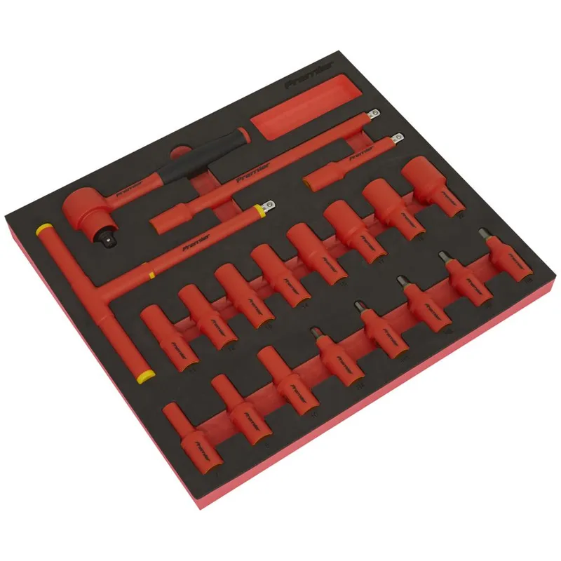 Sealey 20 Piece 3/8" Drive VDE Insulated Socket Set in Module Tray