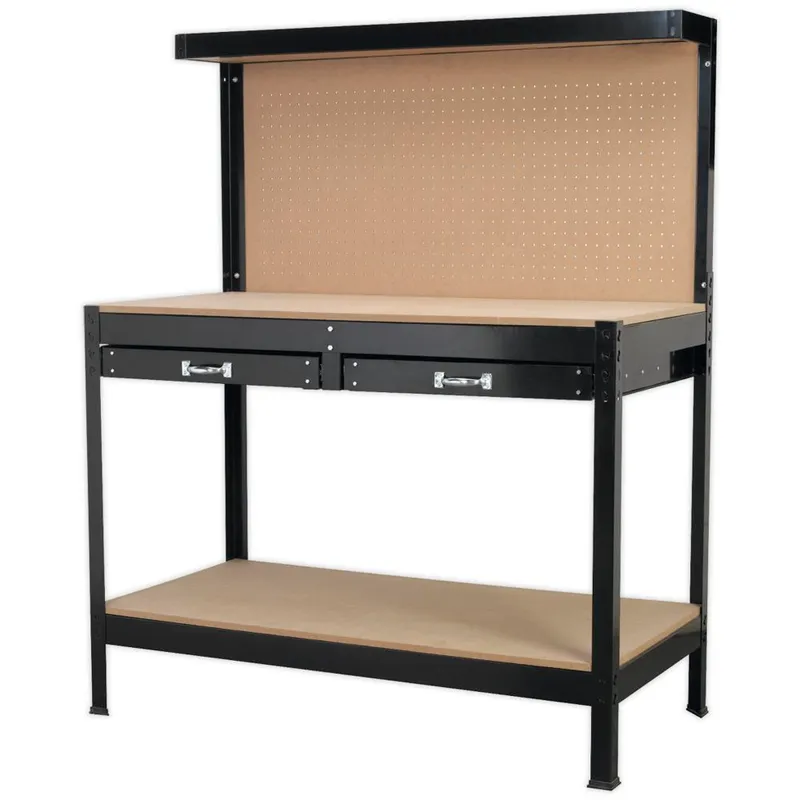 Sealey Metal Workbench with 2 Drawers and Pegboard
