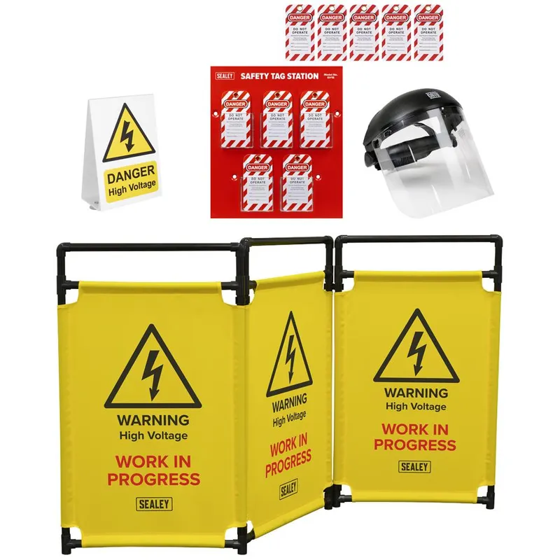 Sealey High Voltage Warning Signs and Safety Kit for EV and Hybrid Vehicles