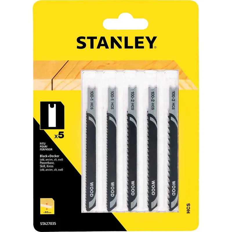 Stanley 5 Piece U Shank Jigsaw Blade Set for Wood