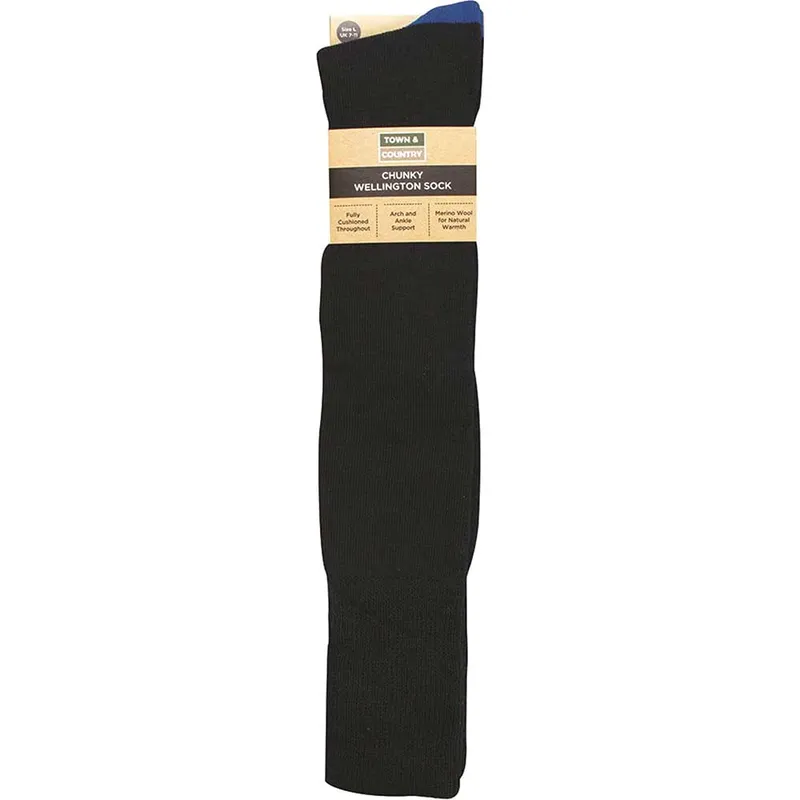 Town and Country Navy Chunky Wellington Boot Socks
