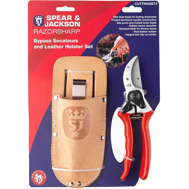Spear and Jackson Bypass Secateurs and Leather Holster Set