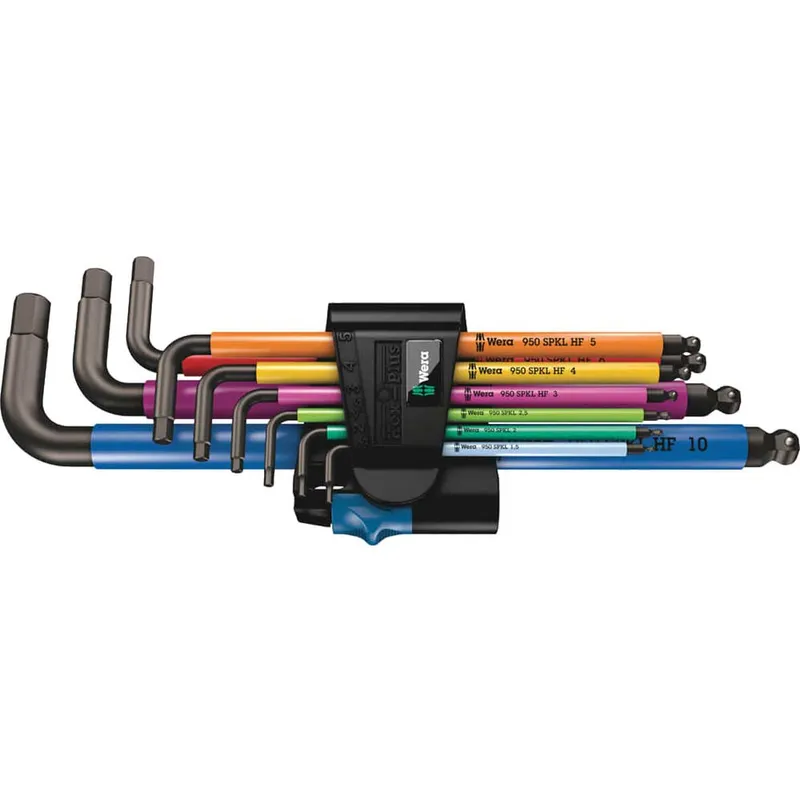 Wera 9 Piece Colour Coded Ball End Holding Hexagon Allen Key Set Metric