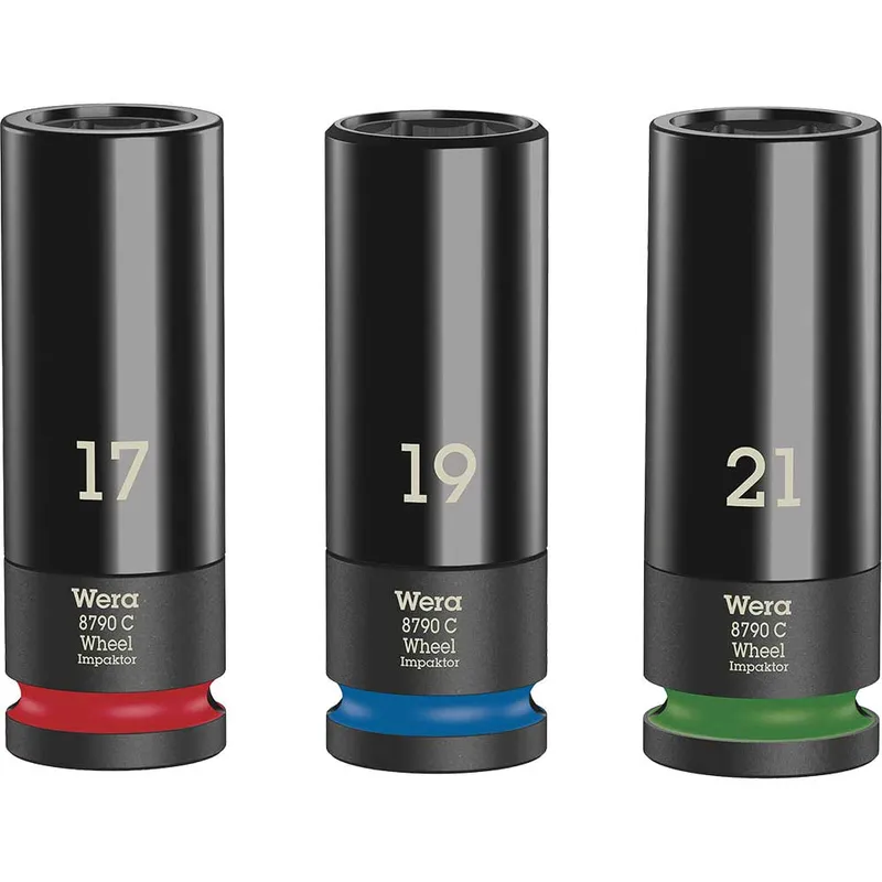 Wera Impaktor 3 Piece 1/2" Drive Hexagon Impact Wheel Socket Set
