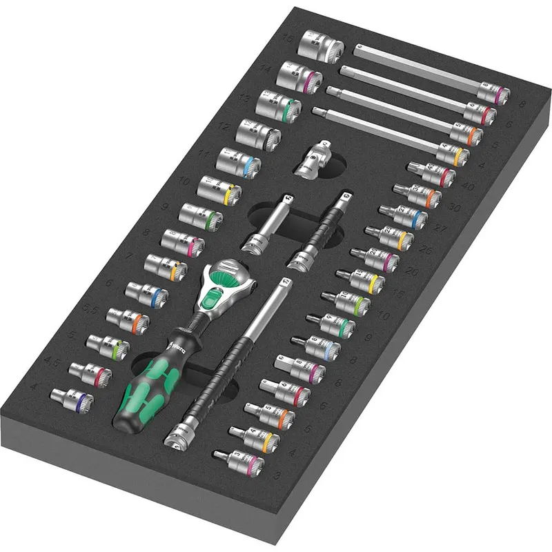 Wera 9720 Zyklop 37 Piece 1/4" Drive Socket Set in Foam Insert Tray