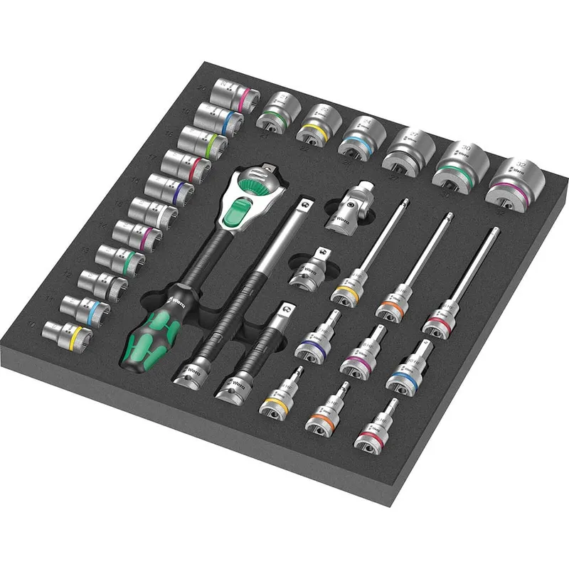 Wera 9722 Zyklop 31 Piece 1/2" Drive Socket Set in Foam Insert Tray