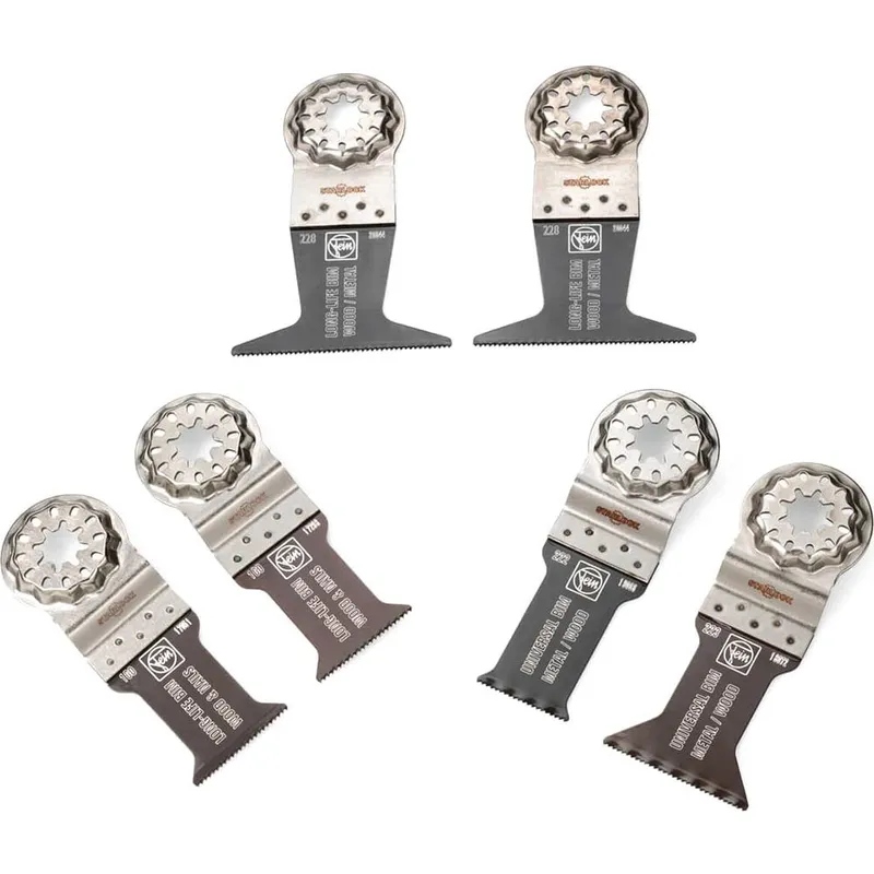 Fein 6 Piece Starlock Oscillating Multi Tool Wood and Metal E-Cut Cutting Blade Set