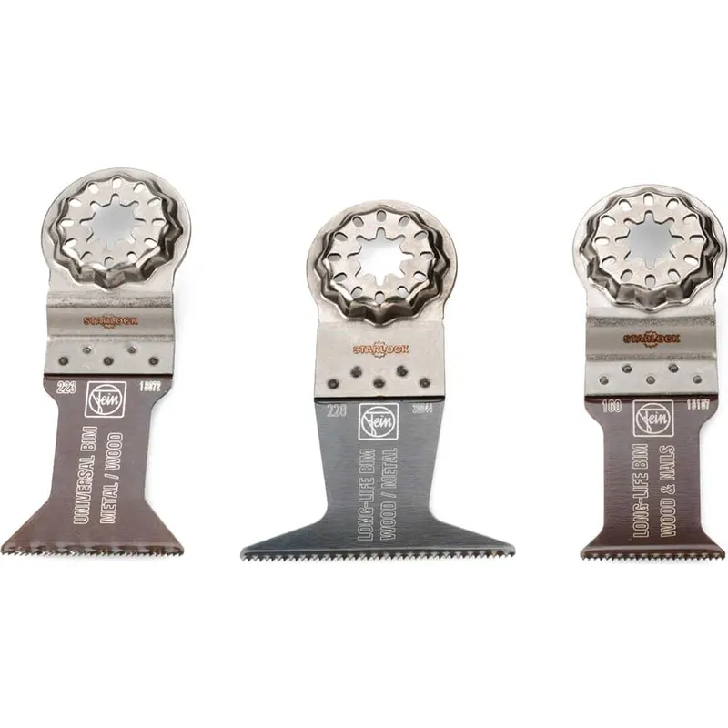Fein 3 Piece Starlock Oscillating Multi Tool Wood and Metal E-Cut Cutting Blade Set