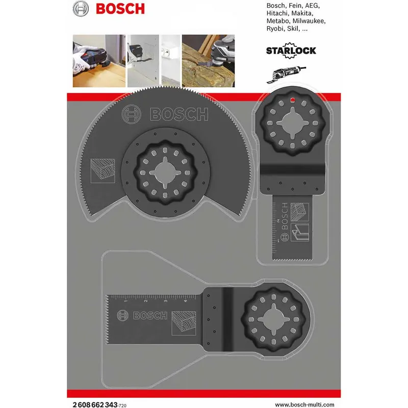 Bosch 3 Piece Universal Starlock Oscillating Multi Tool Cutting Blade Set