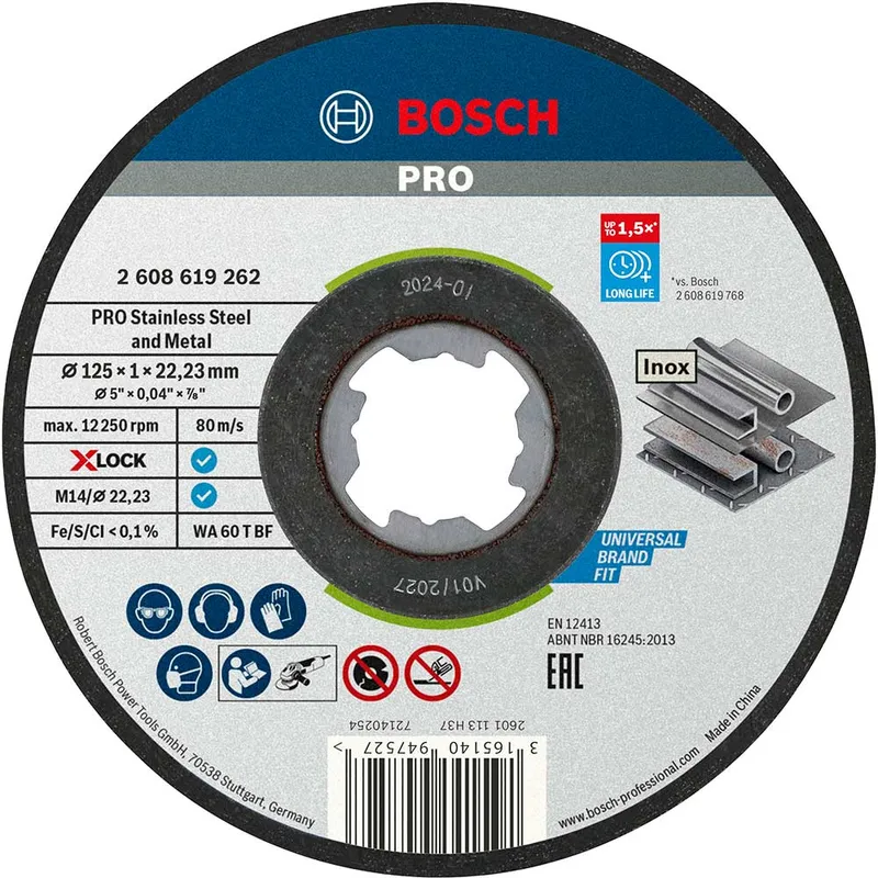 Bosch PRO X Lock Inox Flat Thin Metal Fast Cutting Disc