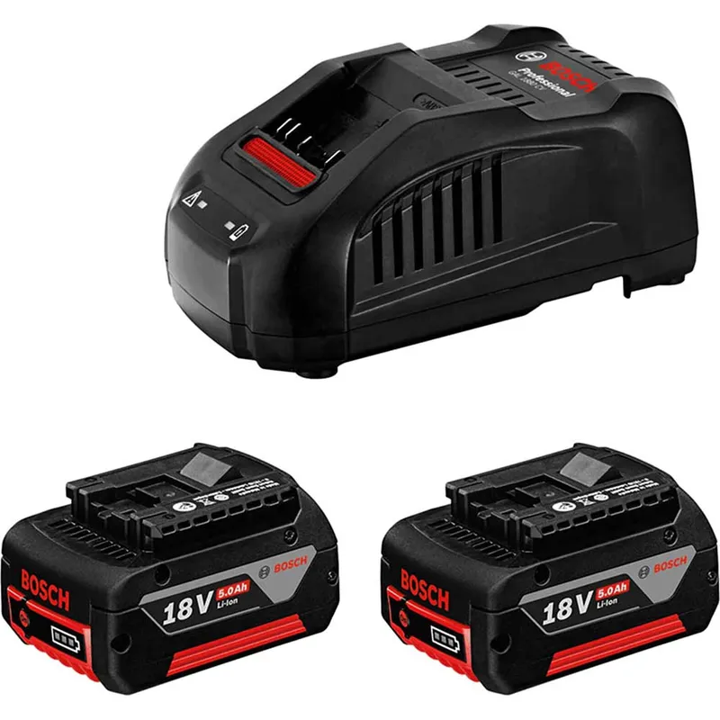 Bosch Genuine BLUE 18v Cordless Twin CoolPack Li-ion Batteries 5ah and Fast Charger