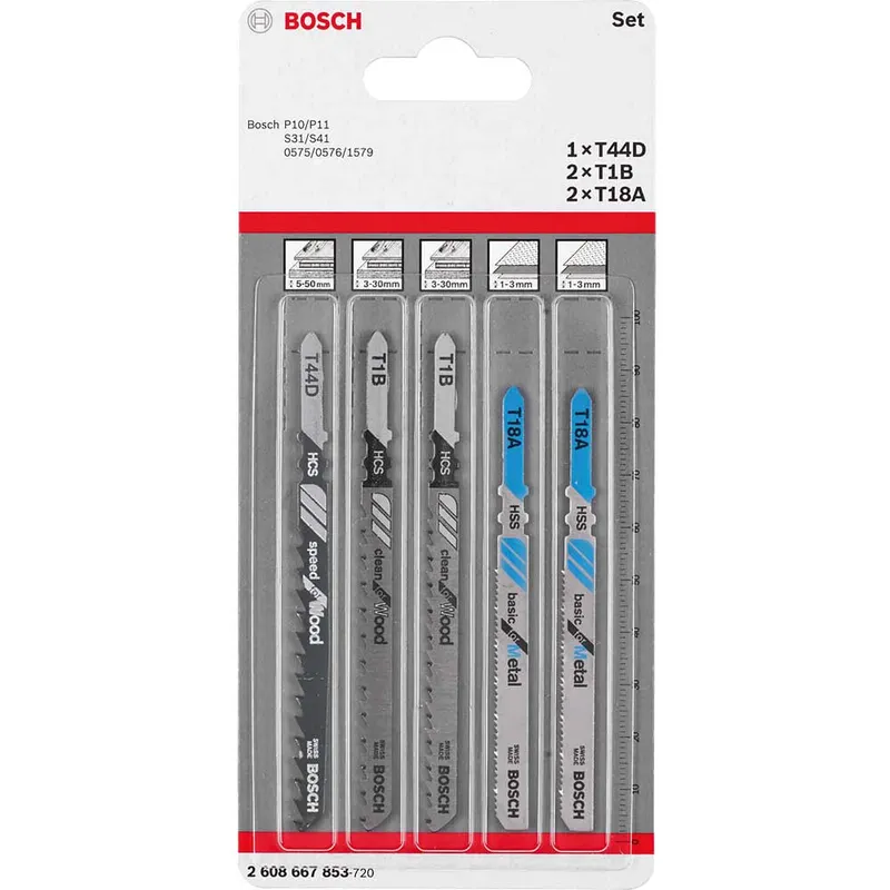 Bosch EXPERT Wood and Metal Cutting Jigsaw Blade Set Pack of 5