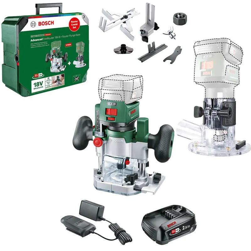 Bosch ADVANCEDTRIMROUTER 18V-8 P4A 18v Cordless Trim Router with Plunge Attachment