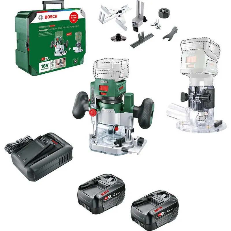 Bosch ADVANCEDTRIMROUTER 18V-8 P4A 18v Cordless Trim Router with Plunge Attachment