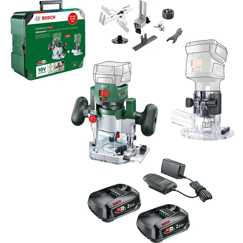 Bosch ADVANCEDTRIMROUTER 18V-8 P4A 18v Cordless Trim Router with Plunge Attachment