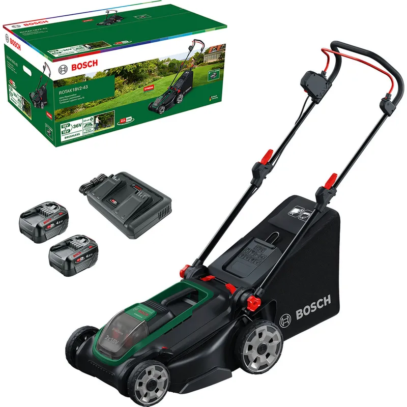Bosch ROTAK 18V2-43 P4A 36v Cordless Brushless Rotary Lawnmower 430mm