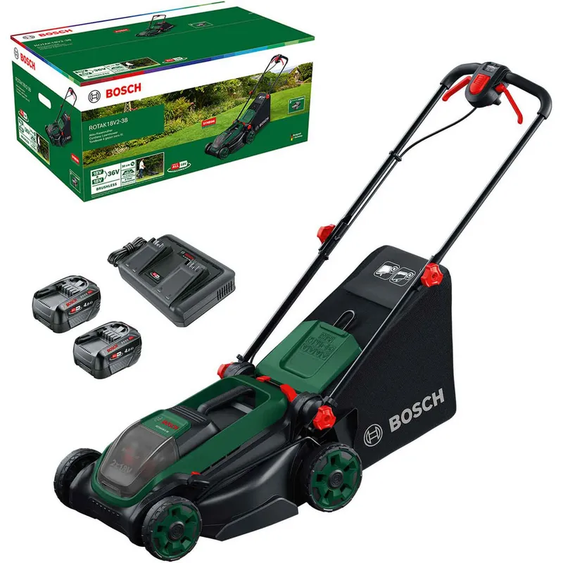 Bosch ROTAK 18V2-38 P4A 36v Cordless Brushless Rotary Lawnmower 380mm