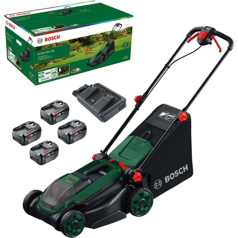 Bosch ROTAK 18V2-38 P4A 36v Cordless Brushless Rotary Lawnmower 380mm