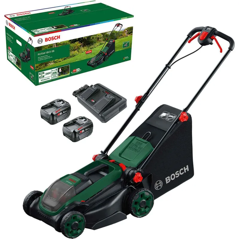 Bosch ROTAK 18V2-38 P4A 36v Cordless Brushless Rotary Lawnmower 380mm