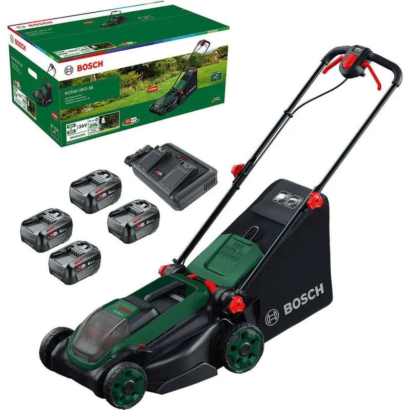 Bosch ROTAK 18V2-38 P4A 36v Cordless Brushless Rotary Lawnmower 380mm